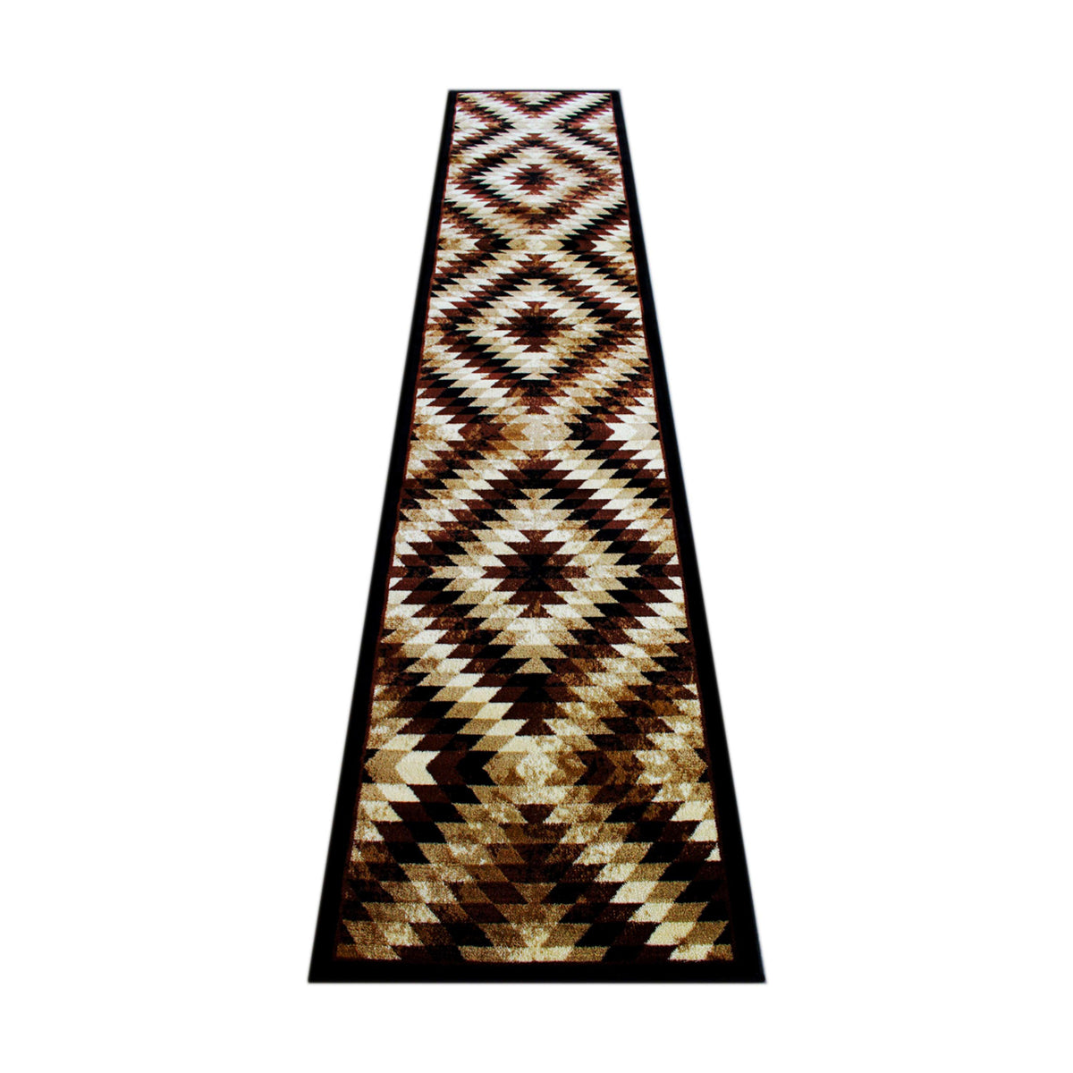 Brown,2' x 11' |#| Southwestern Style Diamond Patterned Indoor Area Rug - Brown - 2' x 11'