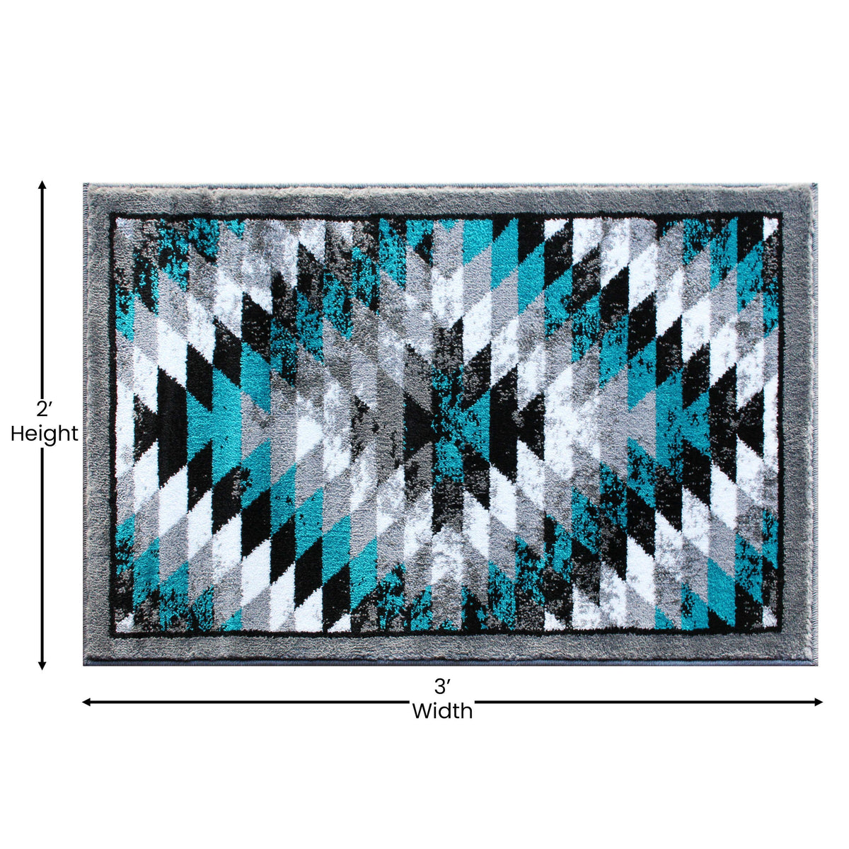 Turquoise,2' x 3' |#| Southwestern Style Diamond Patterned Indoor Area Rug - Turquoise - 2' x 3'