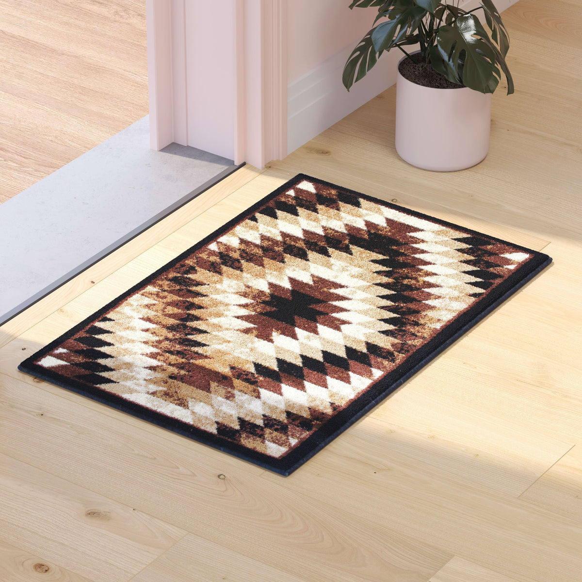 Brown,2' x 3' |#| Southwestern Style Diamond Patterned Indoor Area Rug - Brown - 2' x 3'