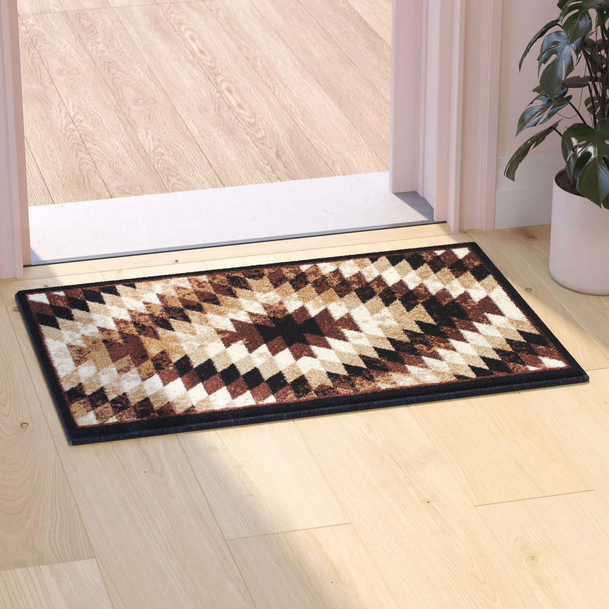 Brown,2' x 3' |#| Southwestern Style Diamond Patterned Indoor Area Rug - Brown - 2' x 3'