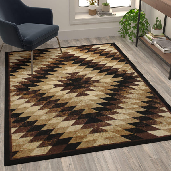 Brown,5' x 7' |#| Southwestern Style Diamond Patterned Indoor Area Rug - Brown - 5' x 7'