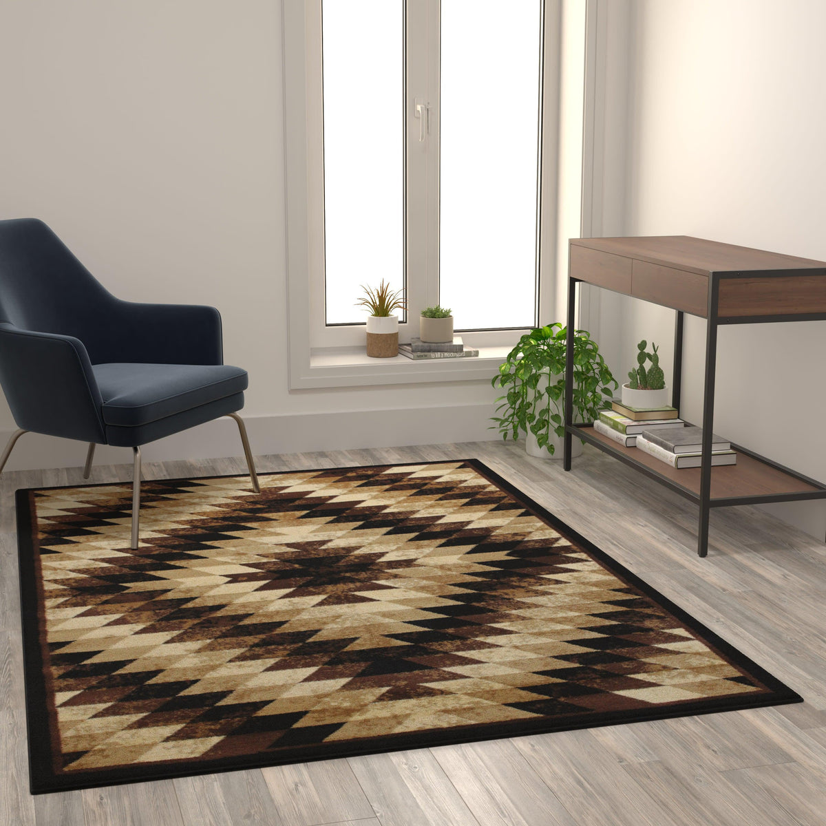 Brown,5' x 7' |#| Southwestern Style Diamond Patterned Indoor Area Rug - Brown - 5' x 7'