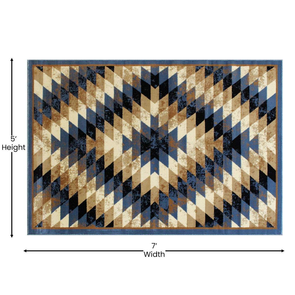 Blue,5' x 7' |#| Southwestern Style Diamond Patterned Indoor Area Rug - Blue - 5' x 7'