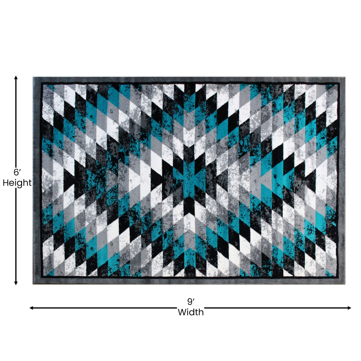 Turquoise,6' x 9' |#| Southwestern Style Diamond Patterned Indoor Area Rug - Turquoise - 6' x 9'