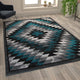 Turquoise,6' x 9' |#| Southwestern Style Diamond Patterned Indoor Area Rug - Turquoise - 6' x 9'