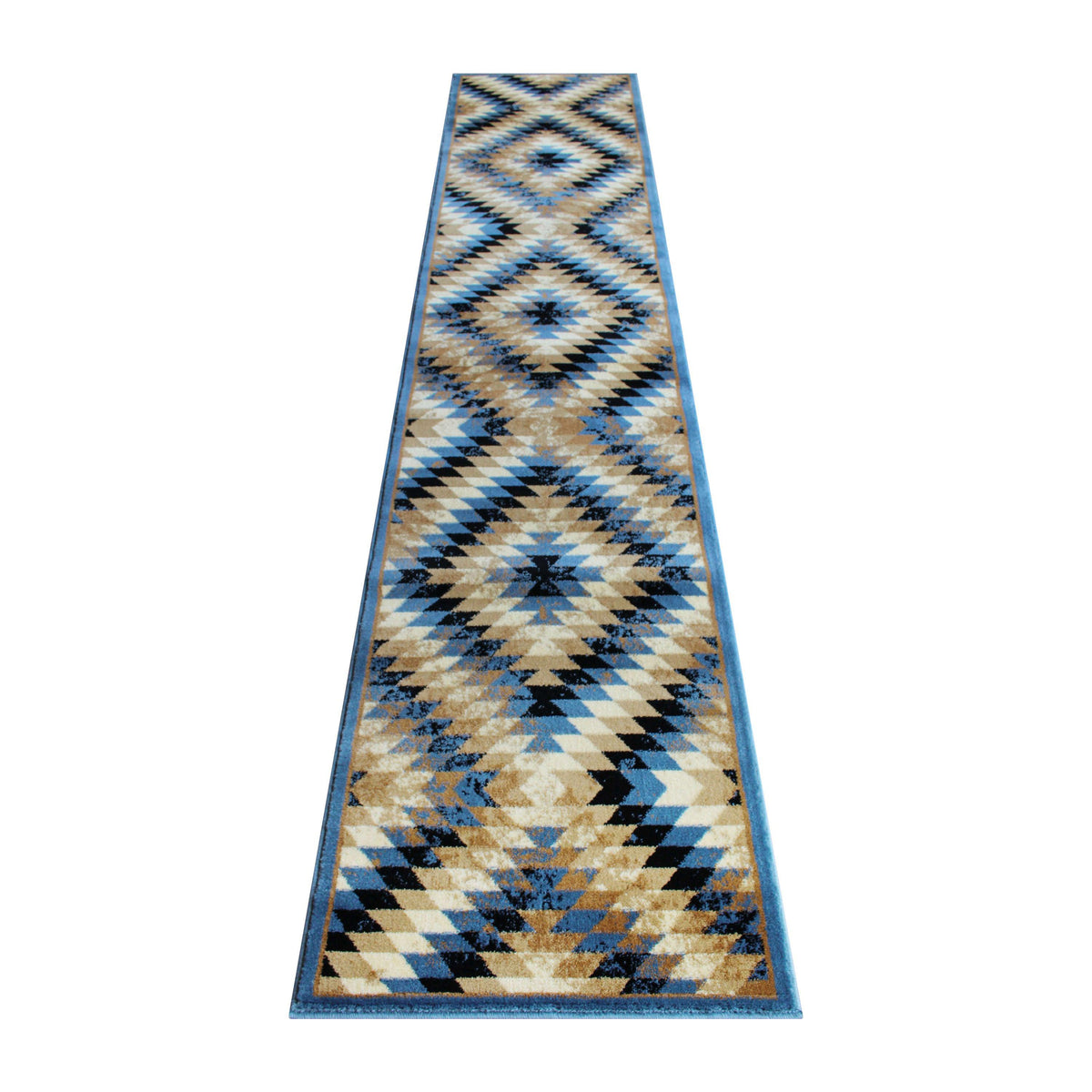 Blue,2' x 11' |#| Southwestern Style Diamond Patterned Indoor Area Rug - Blue - 2' x 11'