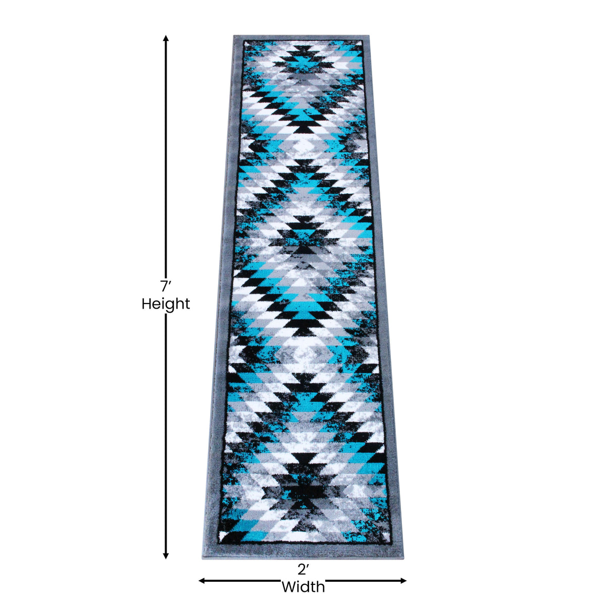 Turquoise,2' x 7' |#| Southwestern Style Diamond Patterned Indoor Area Rug - Turquoise - 2' x 7'