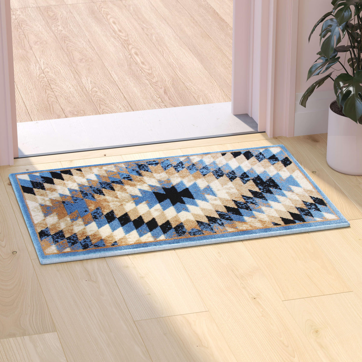 Blue,2' x 3' |#| Southwestern Style Diamond Patterned Indoor Area Rug - Blue - 2' x 3'