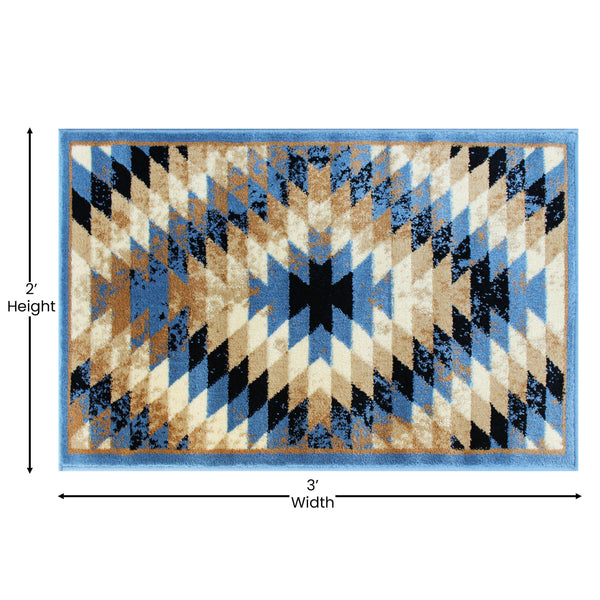 Blue,2' x 3' |#| Southwestern Style Diamond Patterned Indoor Area Rug - Blue - 2' x 3'