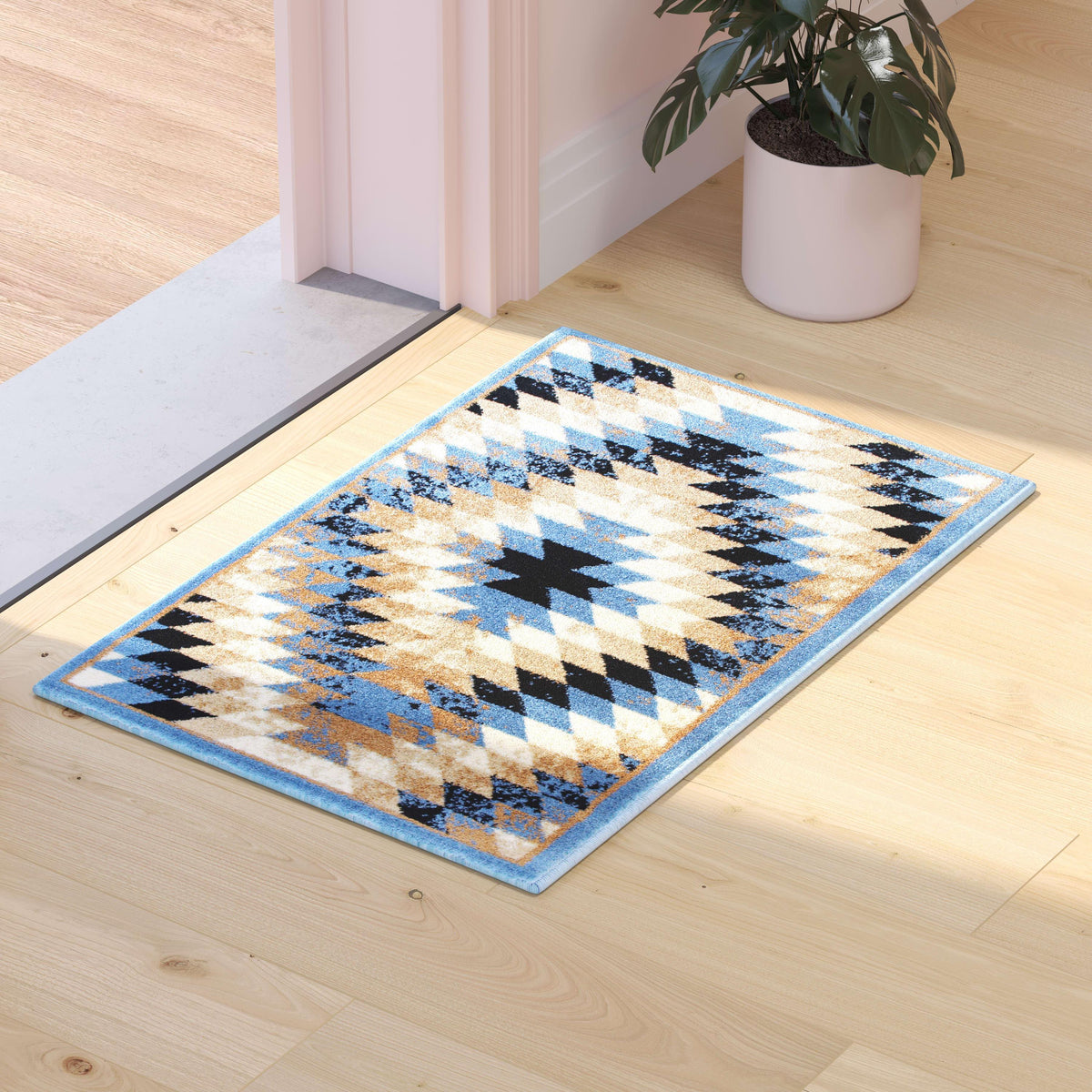 Blue,2' x 3' |#| Southwestern Style Diamond Patterned Indoor Area Rug - Blue - 2' x 3'