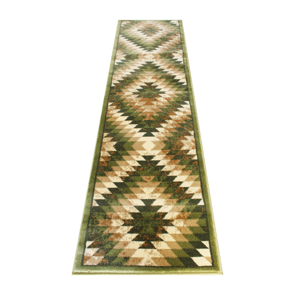 Green,2' x 7' |#| Southwestern Style Diamond Patterned Indoor Area Rug - Green - 2' x 7'