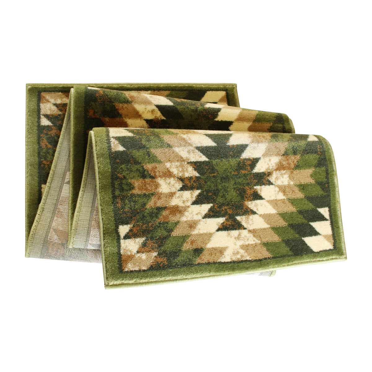 Green,2' x 7' |#| Southwestern Style Diamond Patterned Indoor Area Rug - Green - 2' x 7'