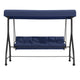 Navy |#| 3-Seat Outdoor Steel Converting Patio Swing and Bed Canopy Hammock in Navy