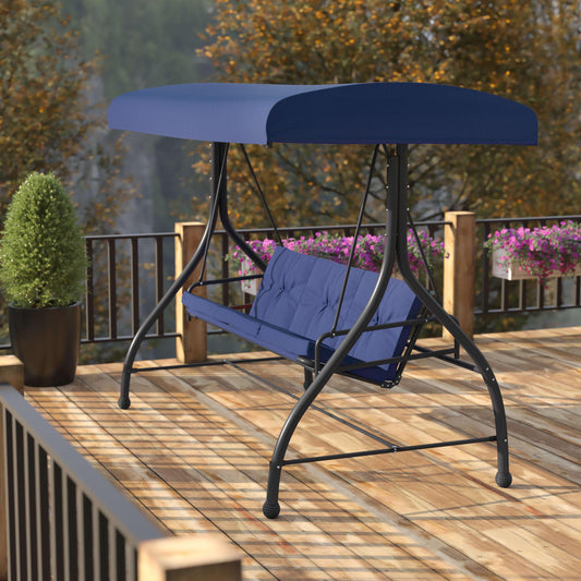 Tellis 3-Seat Outdoor Steel Converting Patio Swing Canopy Hammock with Cushions / Outdoor Swing Bed