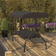 Black |#| 3-Seat Outdoor Steel Converting Patio Swing and Bed Canopy Hammock in Black