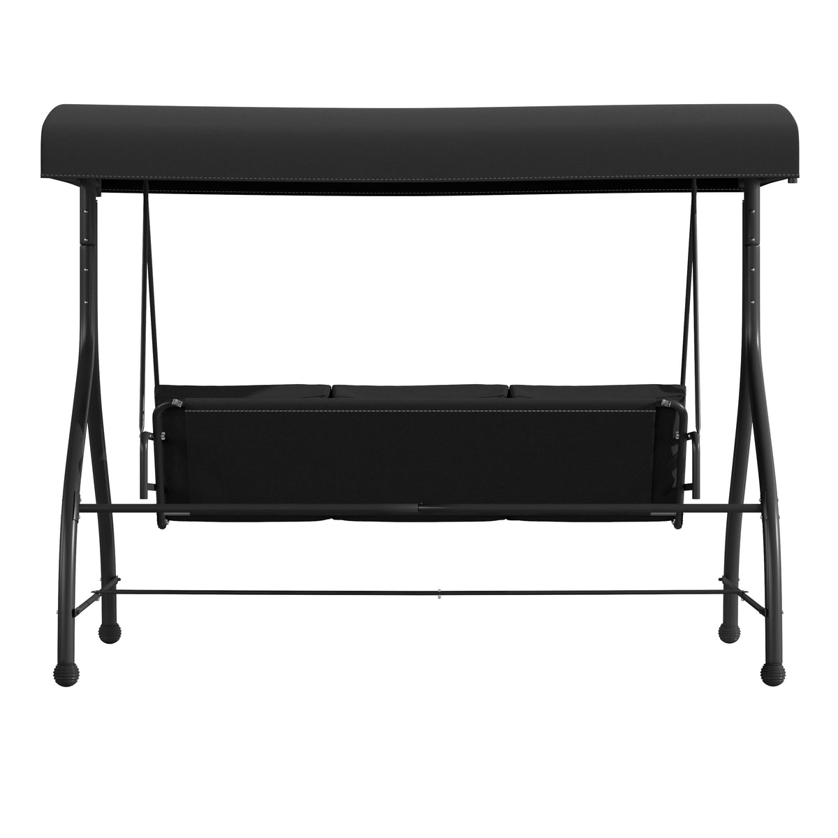 Black |#| 3-Seat Outdoor Steel Converting Patio Swing and Bed Canopy Hammock in Black