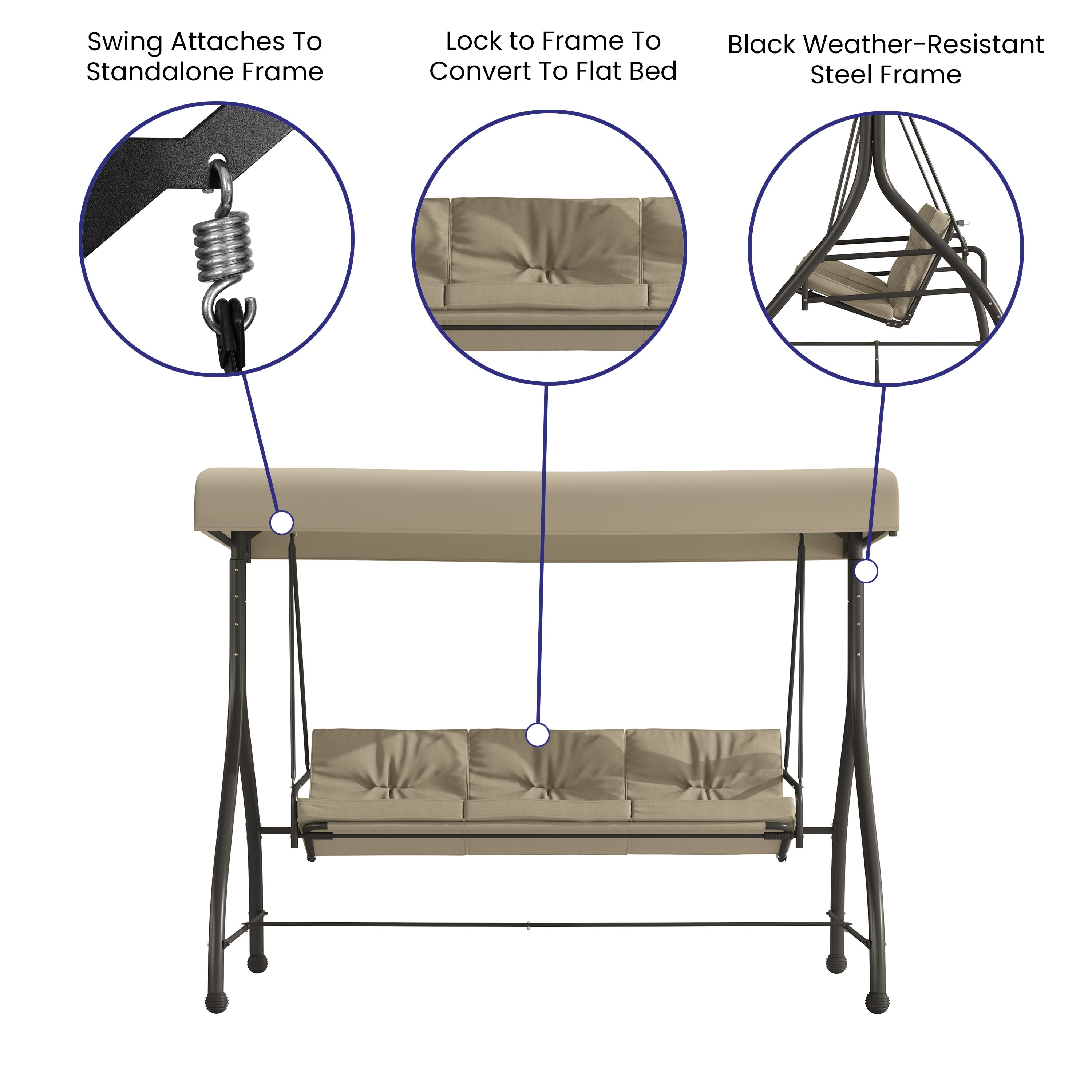 Hampton bay 3 2025 person swing replacement canopy