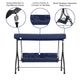 Navy |#| 3-Seat Outdoor Steel Converting Patio Swing and Bed Canopy Hammock in Navy