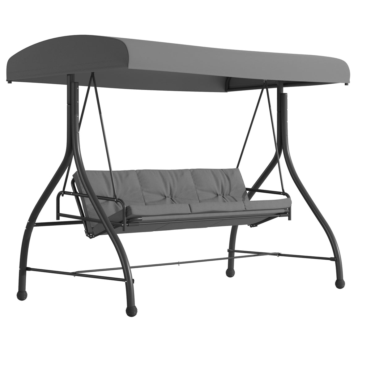 Gray |#| 3-Seat Outdoor Steel Converting Patio Swing and Bed Canopy Hammock in Gray