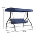 Navy |#| 3-Seat Outdoor Steel Converting Patio Swing and Bed Canopy Hammock in Navy