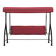 Maroon |#| 3-Seat Outdoor Steel Converting Patio Swing and Bed Canopy Hammock in Maroon