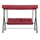Maroon |#| 3-Seat Outdoor Steel Converting Patio Swing and Bed Canopy Hammock in Maroon
