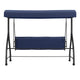 Navy |#| 3-Seat Outdoor Steel Converting Patio Swing and Bed Canopy Hammock in Navy