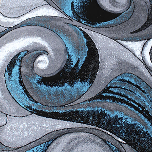 5' x 7' |#| Modern Ocean Wave Design Turquoise 5' x 7' Olefin Indoor Area Rug