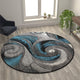 8' Round |#| Modern Ocean Wave Design Turquoise 8' x 8' Round Olefin Indoor Area Rug