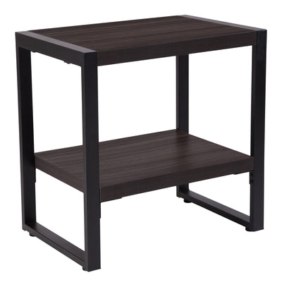 Thompson Collection Wood Grain Finish End Table with Metal Frame - View 1