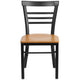 Natural Wood Seat/Black Metal Frame |#| Black Three-Slat Ladder Back Metal Restaurant Chair - Natural Wood Seat