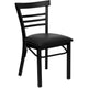 Black Vinyl Seat/Black Metal Frame |#| Black Three-Slat Ladder Back Metal Restaurant Chair - Black Vinyl Seat