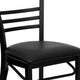 Black Vinyl Seat/Black Metal Frame |#| Black Three-Slat Ladder Back Metal Restaurant Chair - Black Vinyl Seat