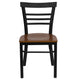 Cherry Wood Seat/Black Metal Frame |#| Black Three-Slat Ladder Back Metal Restaurant Chair - Cherry Wood Seat