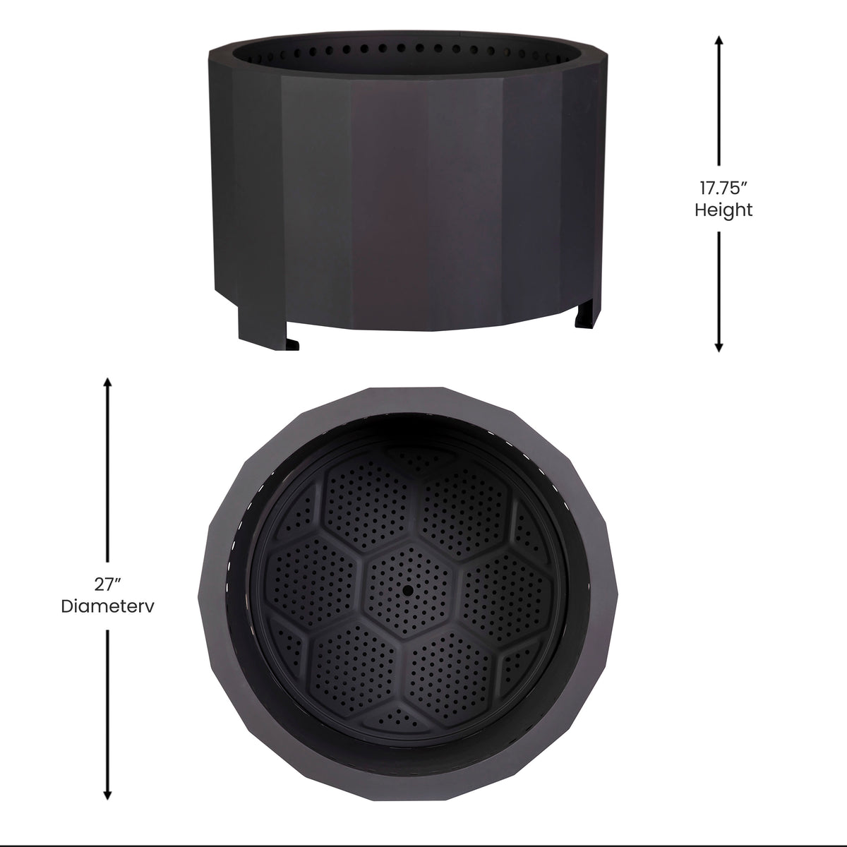 Black |#| Commercial Grade 27" Outdoor Smokeless Wood Burning Fire Pit - Black