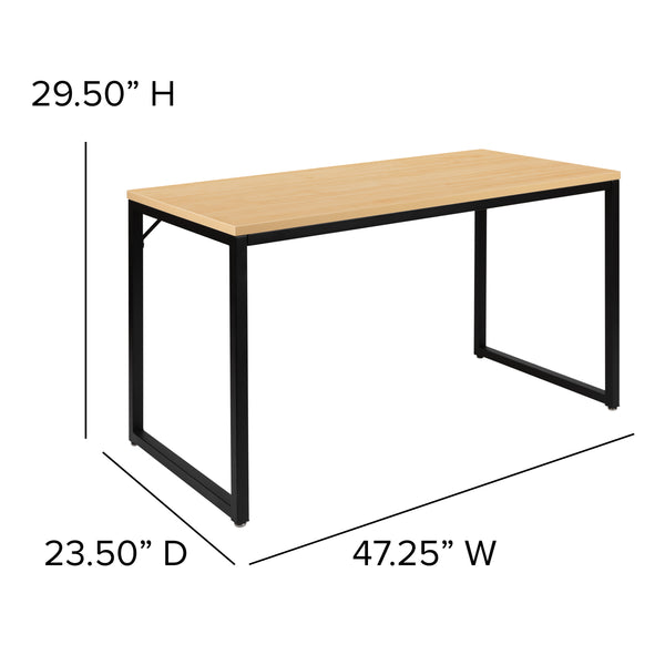 Maple Top/Black Frame |#| Industrial Modern Desk-47inchL Commercial Grade Home Office Desk-Maple/Black