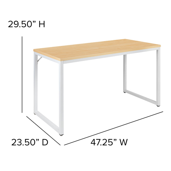 Maple Top/White Frame |#| Industrial Modern Desk-47inchL Commercial Grade Home Office Desk-Maple/White