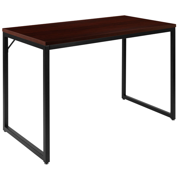 Mahogany Top/Black Frame |#| Industrial Modern Desk-47inchL Commercial Grade Home Office Desk-Mahogany/Black