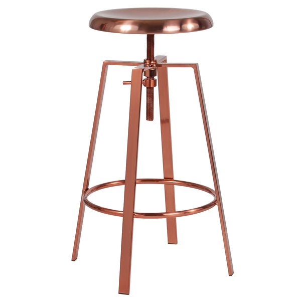 Rose Gold |#| Industrial Style Barstool w/Swivel Lift Adjustable Height Seat/ Rose Gold Finish