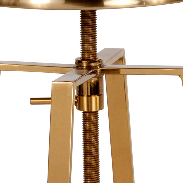 Gold |#| Industrial Style Barstool with Swivel Lift Adjustable Height Seat in Gold Finish