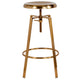 Gold |#| Industrial Style Barstool with Swivel Lift Adjustable Height Seat in Gold Finish