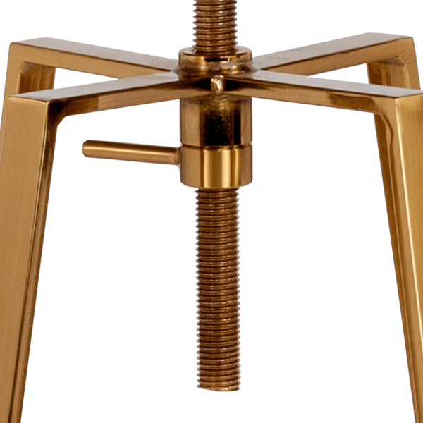 Gold |#| Industrial Style Barstool with Swivel Lift Adjustable Height Seat in Gold Finish