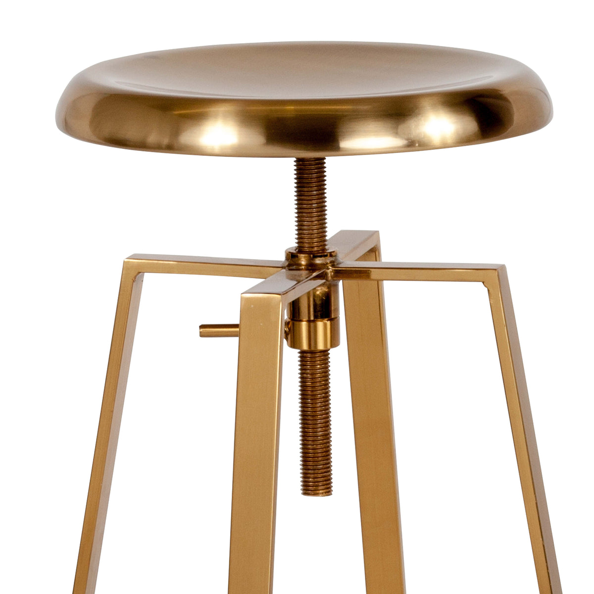 Gold |#| Industrial Style Barstool with Swivel Lift Adjustable Height Seat in Gold Finish