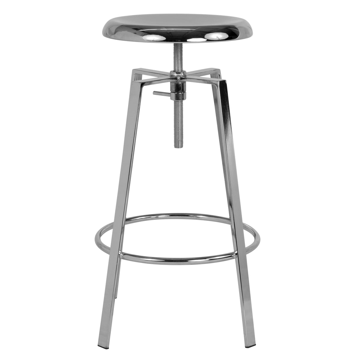 Chrome |#| Industrial Style Barstool w/ Swivel Lift Adjustable Height Seat in Chrome Finish