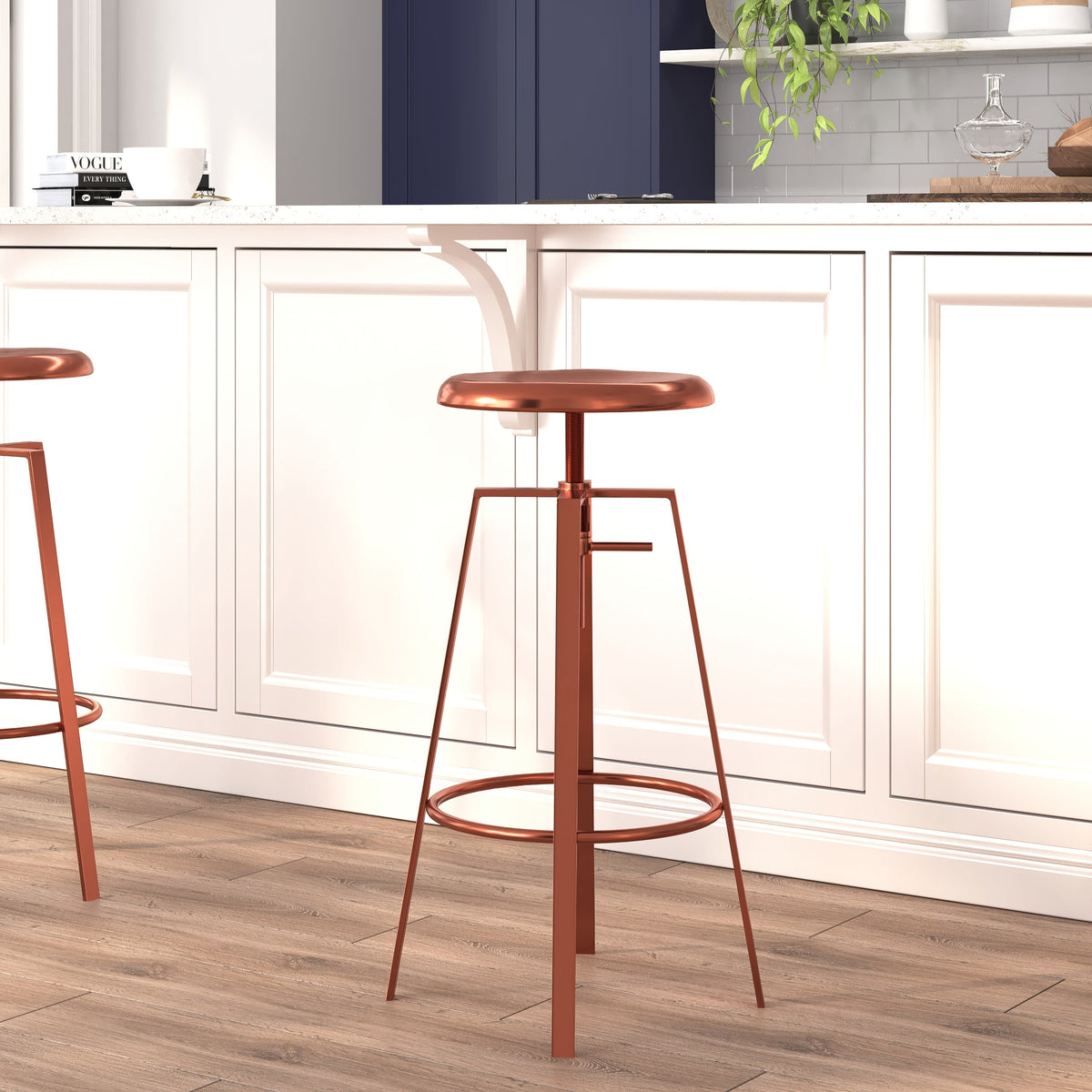 Rose Gold |#| Industrial Style Barstool w/Swivel Lift Adjustable Height Seat/ Rose Gold Finish