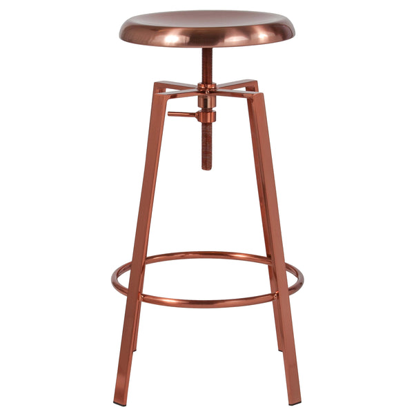 Gold |#| Industrial Style Barstool with Swivel Lift Adjustable Height Seat in Gold Finish