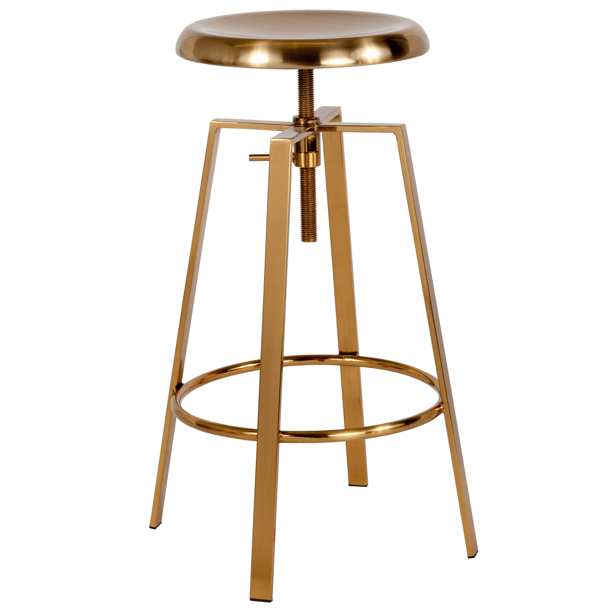 Gold |#| Industrial Style Barstool with Swivel Lift Adjustable Height Seat in Gold Finish