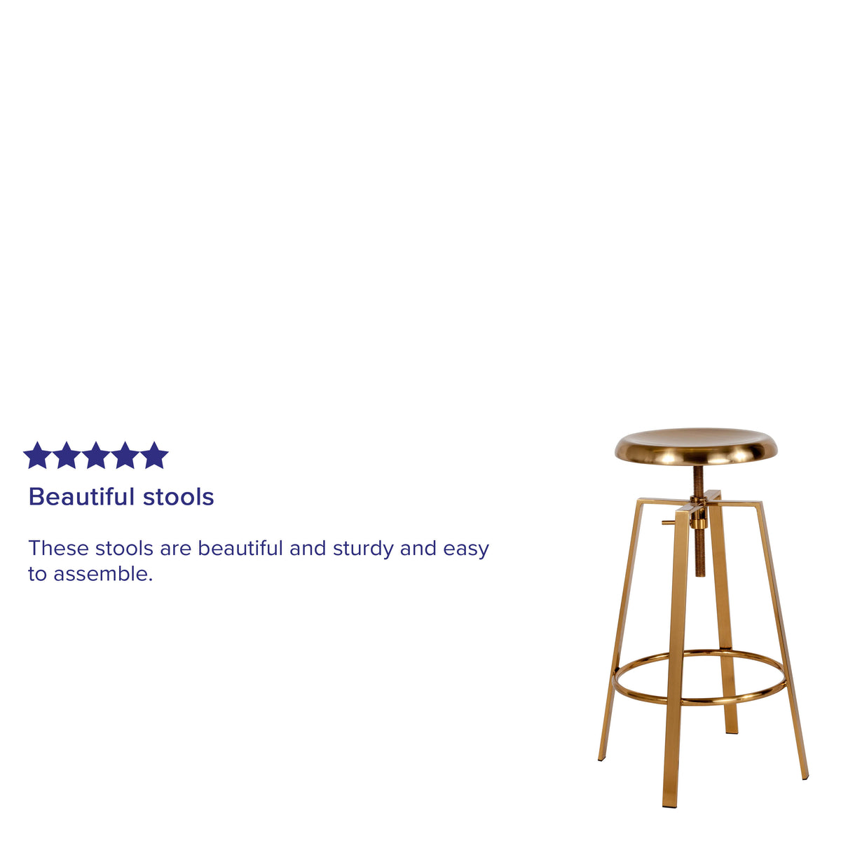 Gold |#| Industrial Style Barstool with Swivel Lift Adjustable Height Seat in Gold Finish