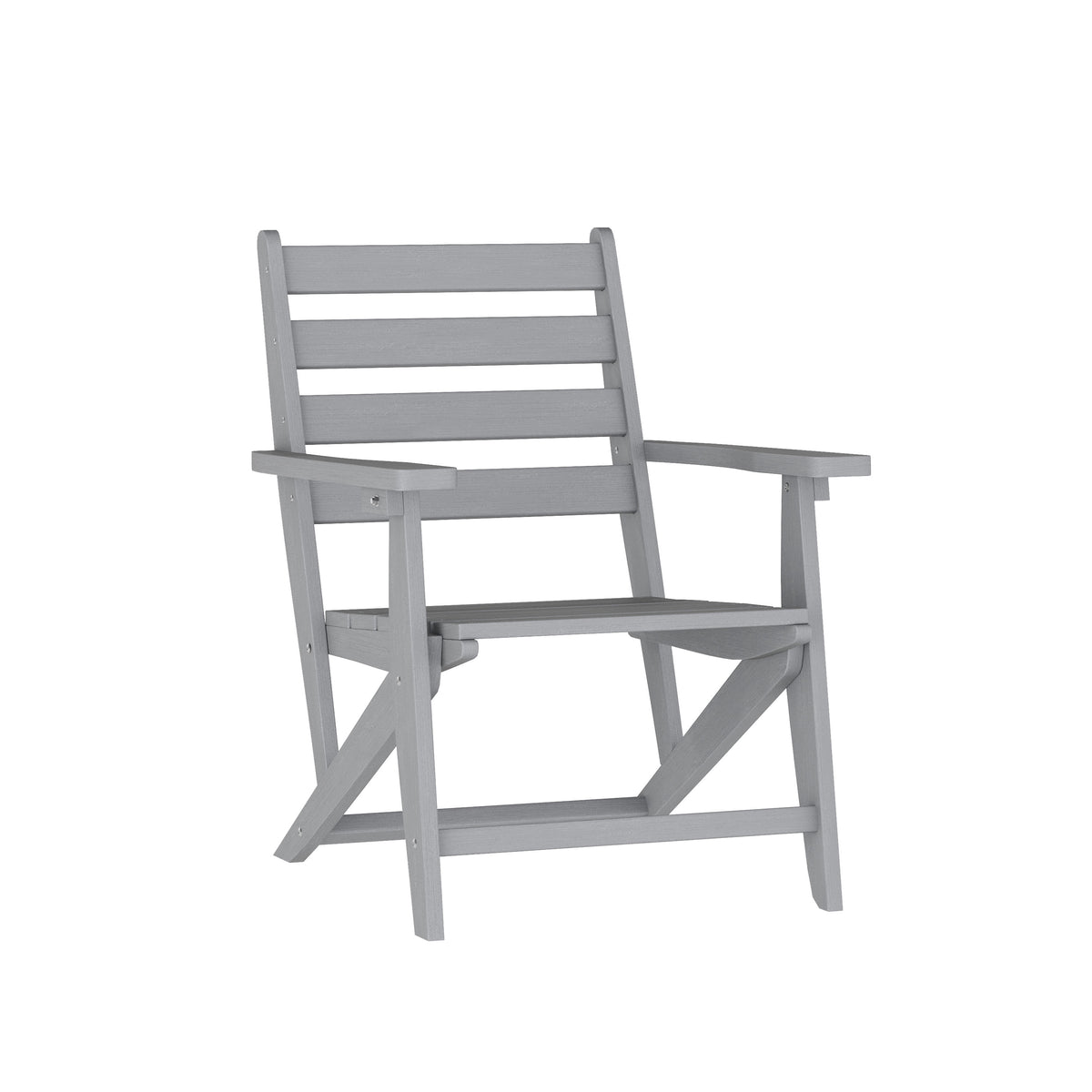 Gray |#| All-Weather Commercial Adirondack Dining Chair with Fold Out Cupholder - Gray