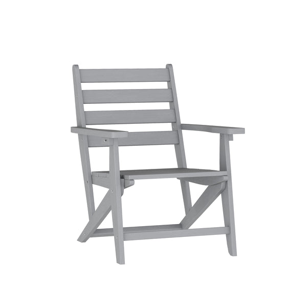 Gray |#| All-Weather Commercial Adirondack Dining Chair with Fold Out Cupholder - Gray